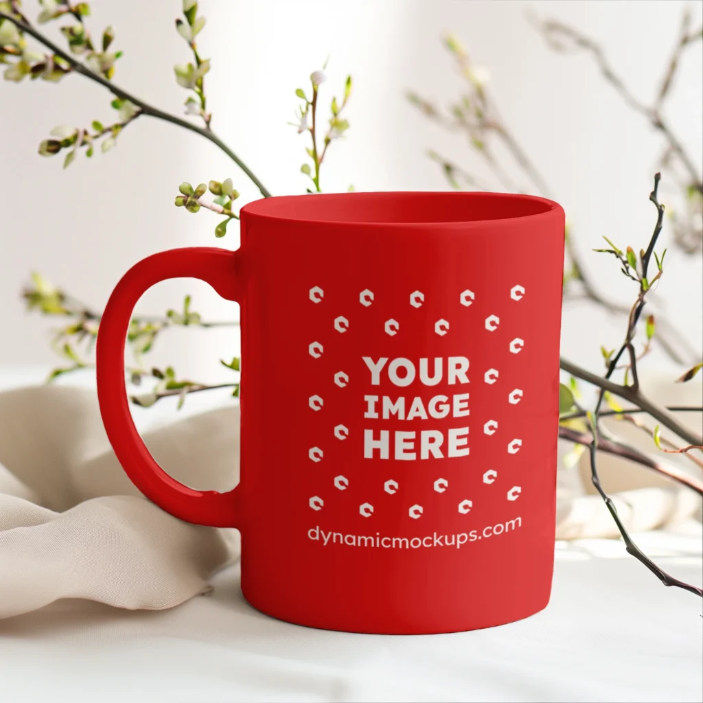 11oz Blank Red Ceramic Coffee Mug Mockup Template