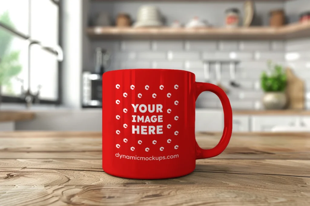 11oz Blank Red Ceramic Coffee Mug Mockup Template