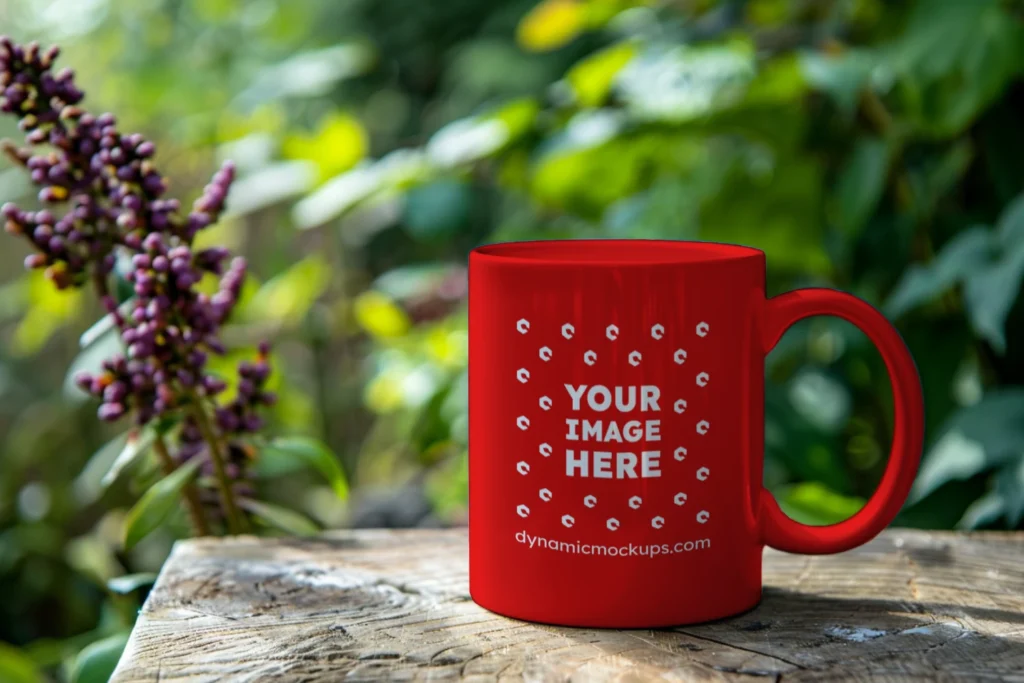 11oz Blank Red Ceramic Coffee Mug Mockup Template
