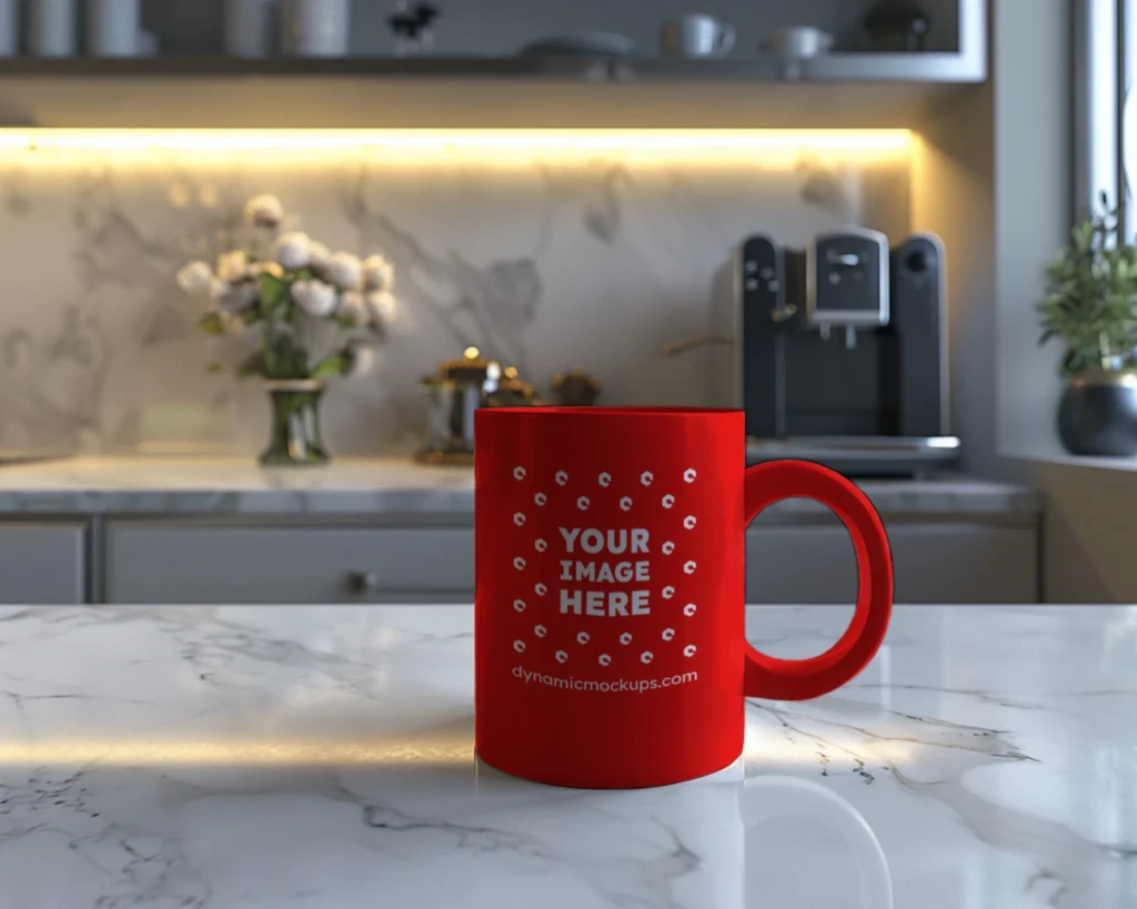 11oz Blank Red Ceramic Coffee Mug Mockup Template