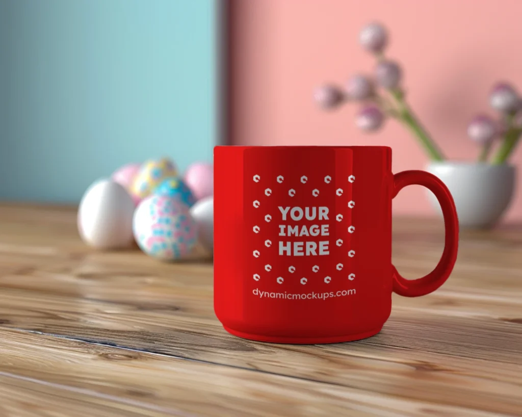 11oz Blank Red Ceramic Coffee Mug Mockup Template