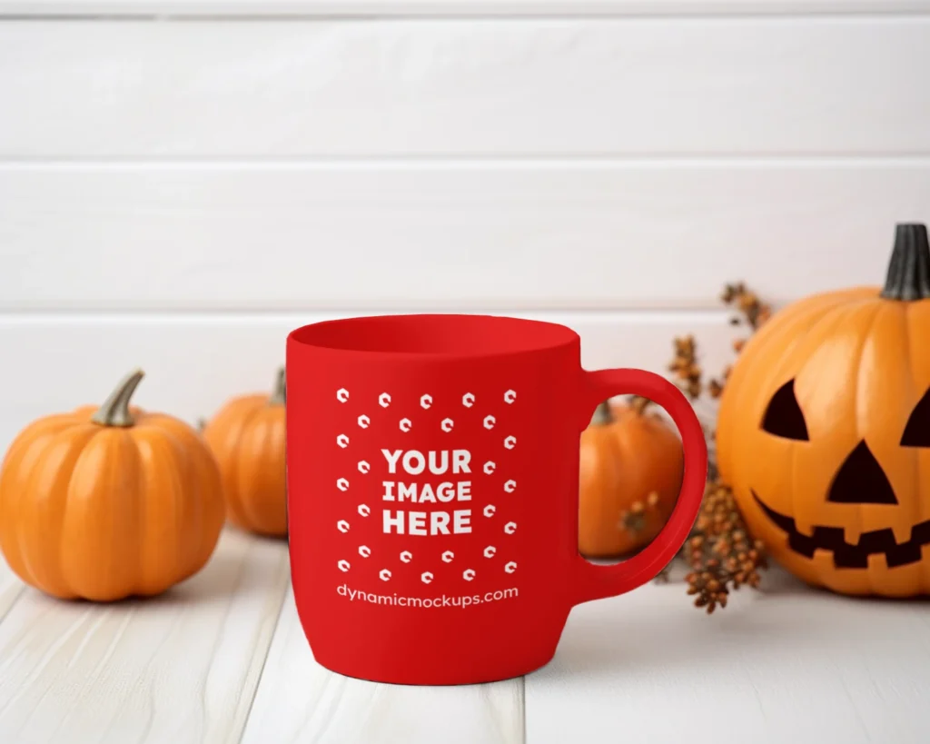 11oz Blank Red Ceramic Coffee Mug Mockup Template