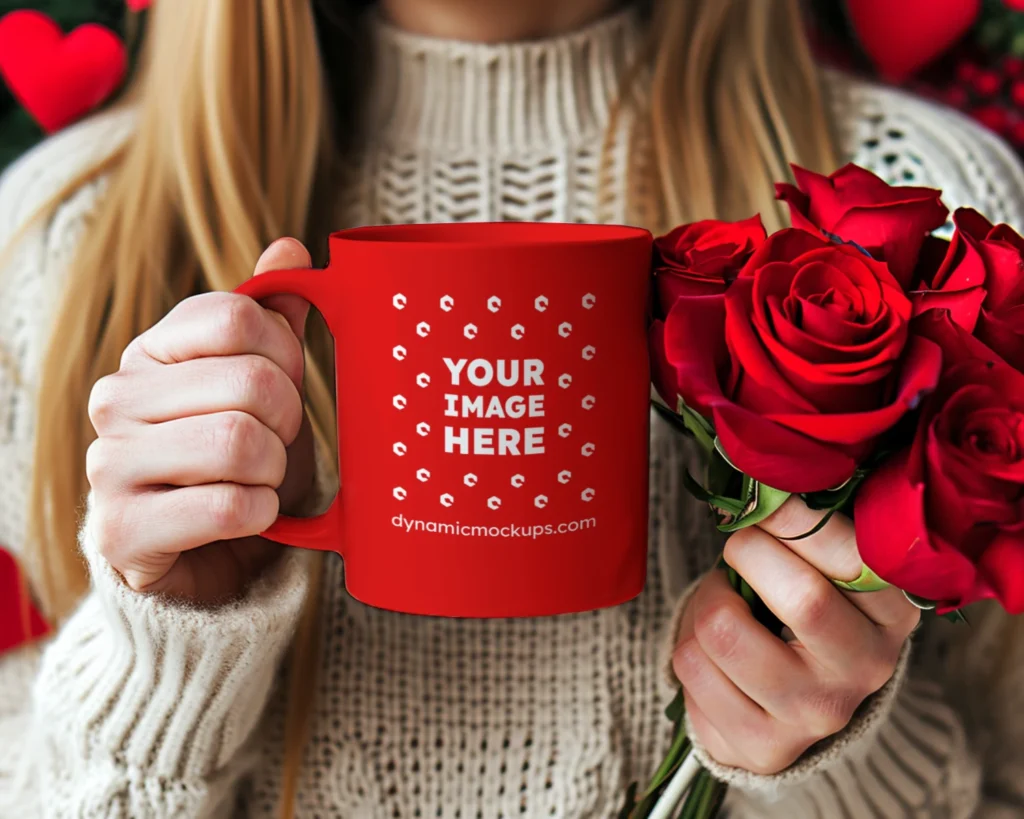 11oz Blank Red Ceramic Coffee Mug Mockup Template