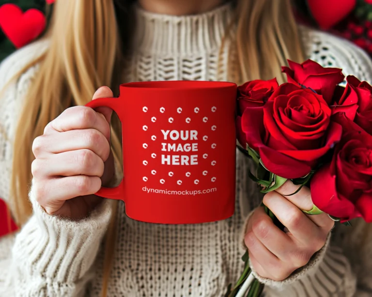 11oz Blank Red Ceramic Coffee Mug Mockup Template