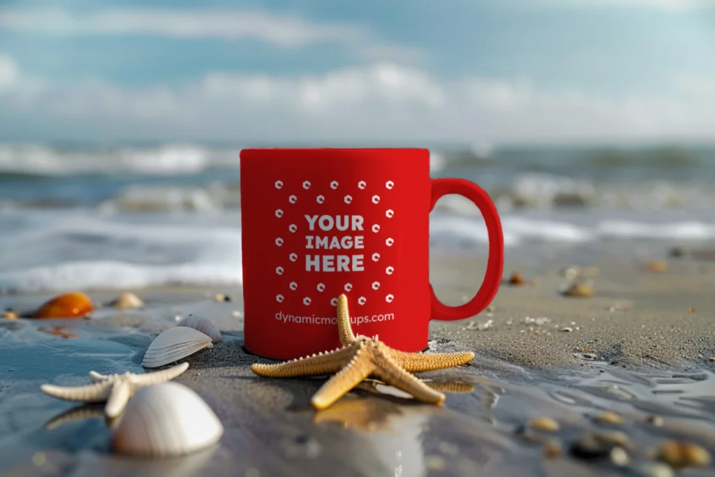 11oz Blank Red Ceramic Coffee Mug Mockup Template