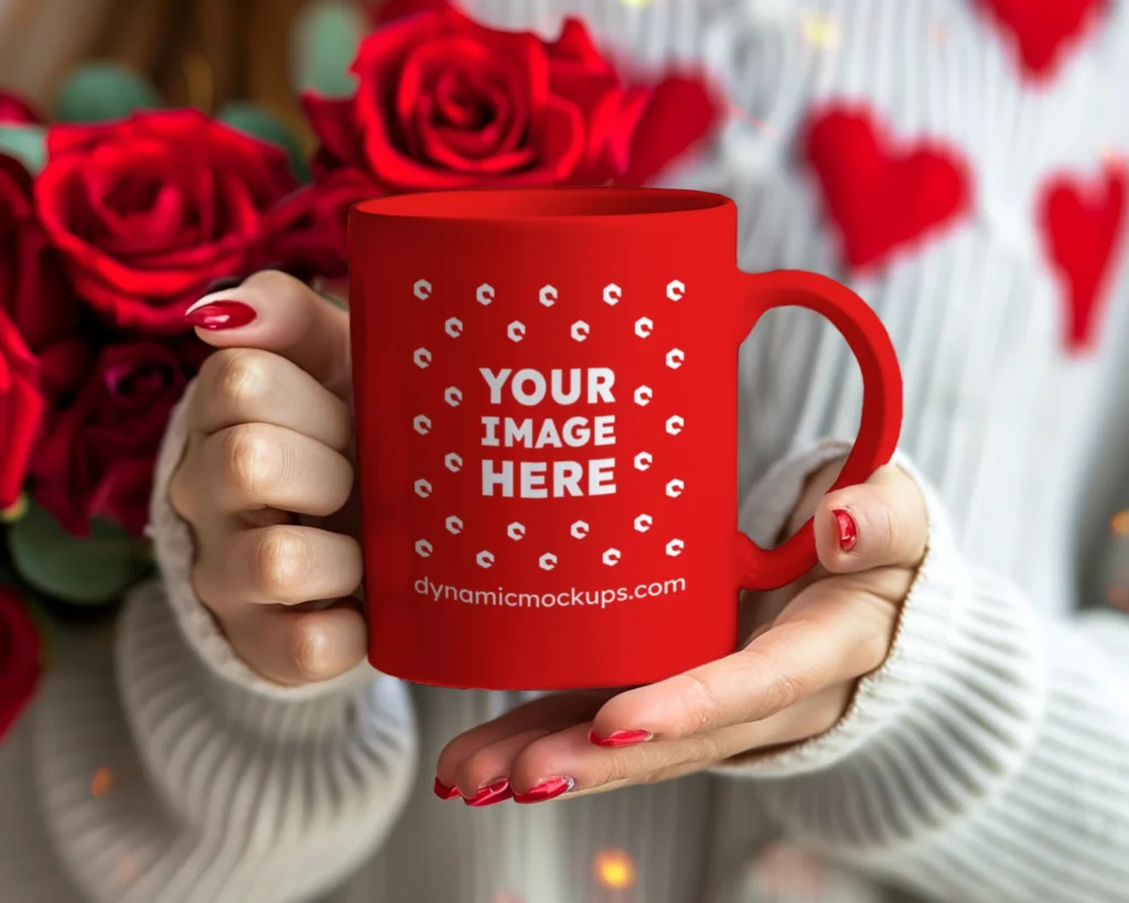 11oz Blank Red Ceramic Coffee Mug Mockup Template