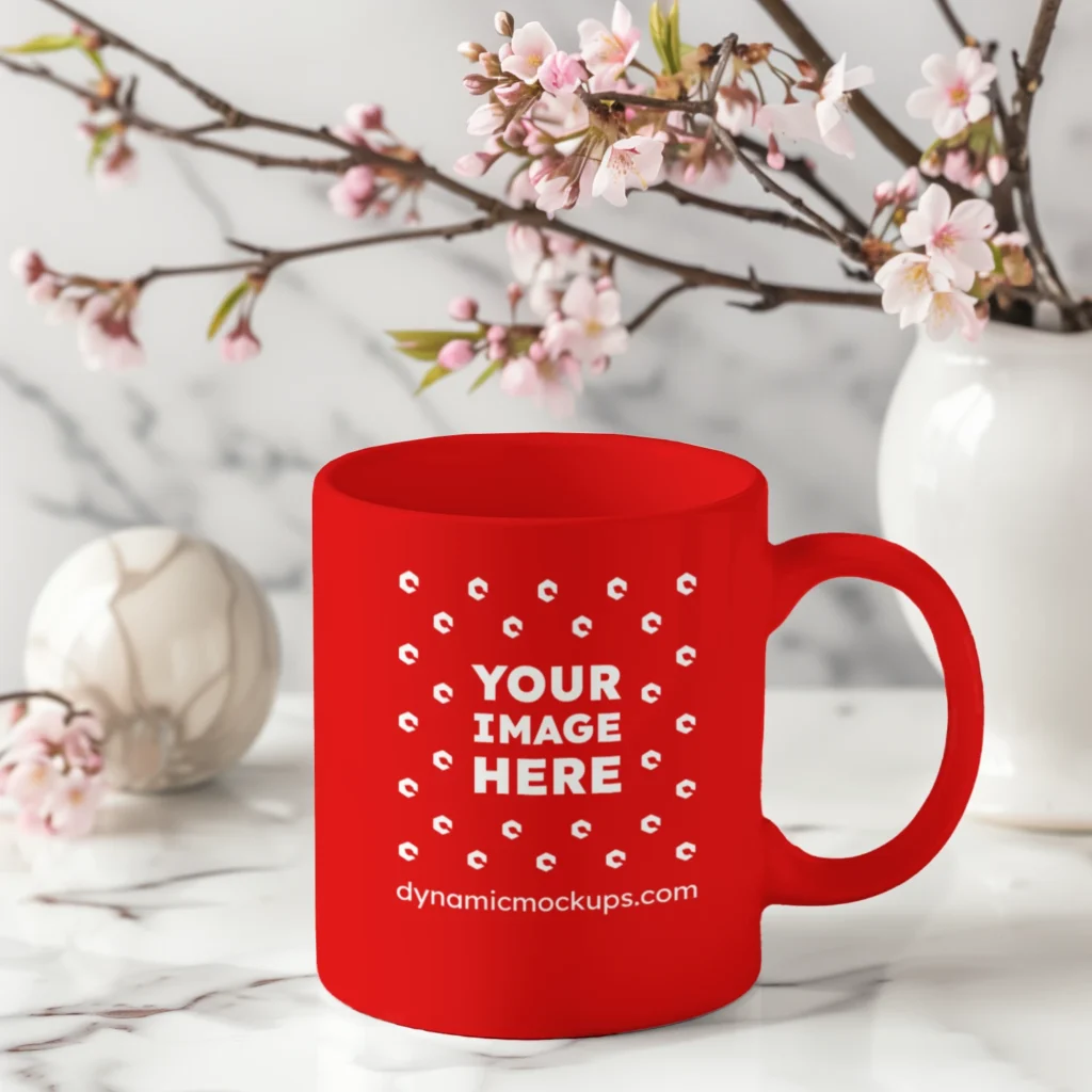 11oz Blank Red Ceramic Coffee Mug Mockup Template