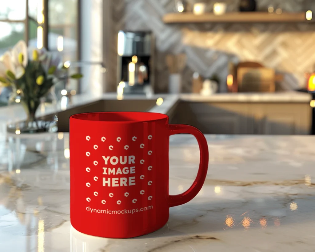 11oz Blank Red Ceramic Coffee Mug Mockup Template