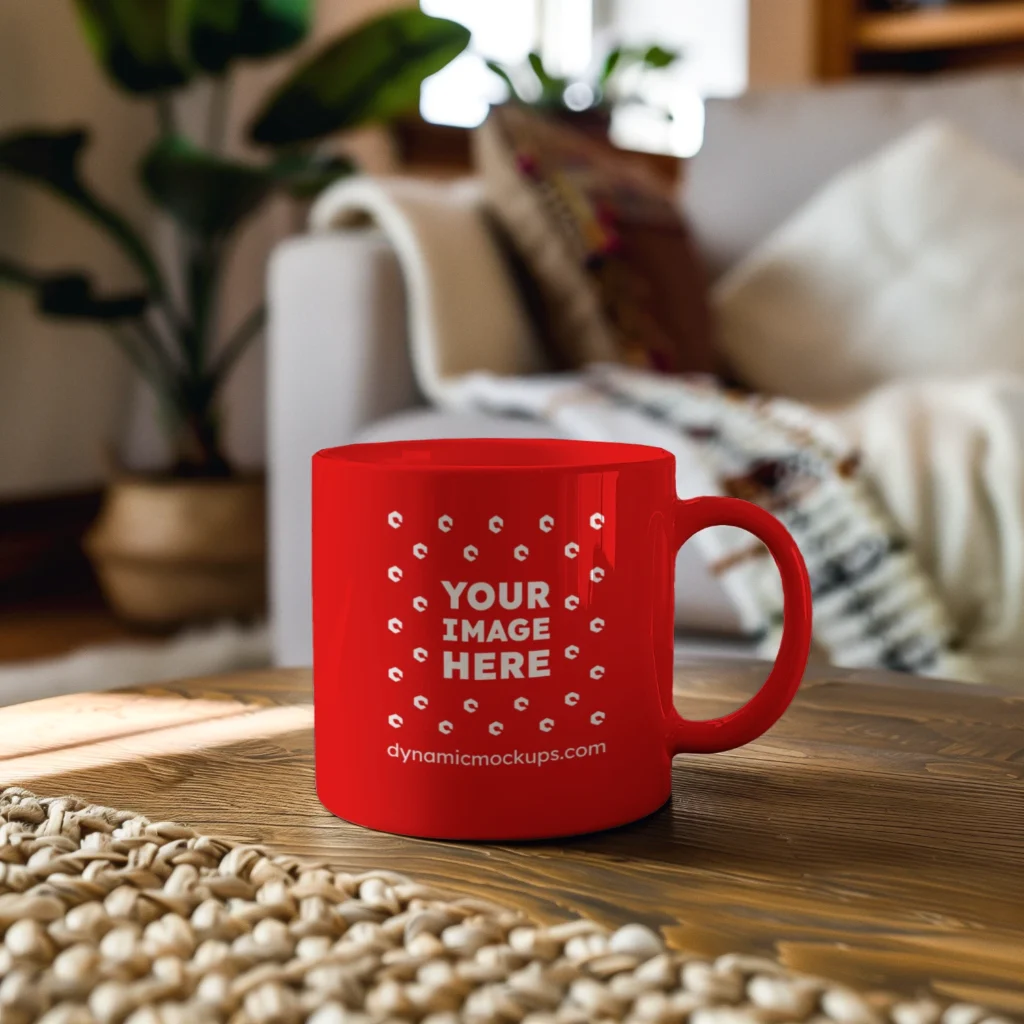 11oz Blank Red Ceramic Coffee Mug Mockup Template