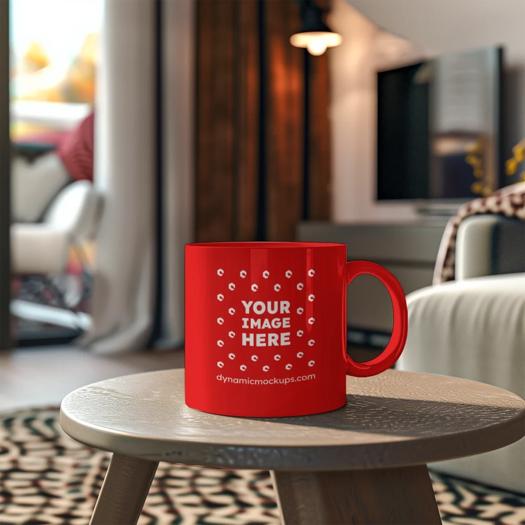 11oz Blank Red Ceramic Coffee Mug Mockup Template