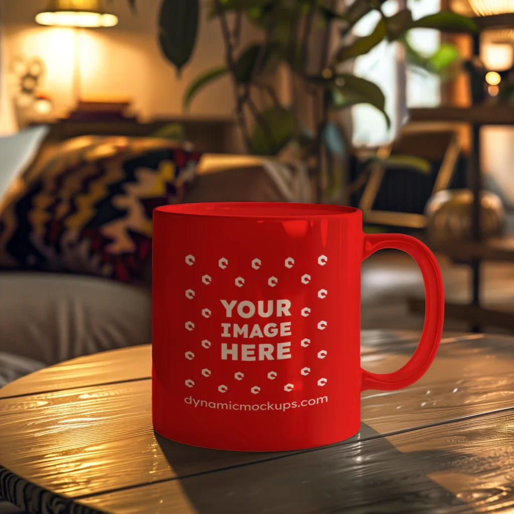 11oz Blank Red Ceramic Coffee Mug Mockup Template