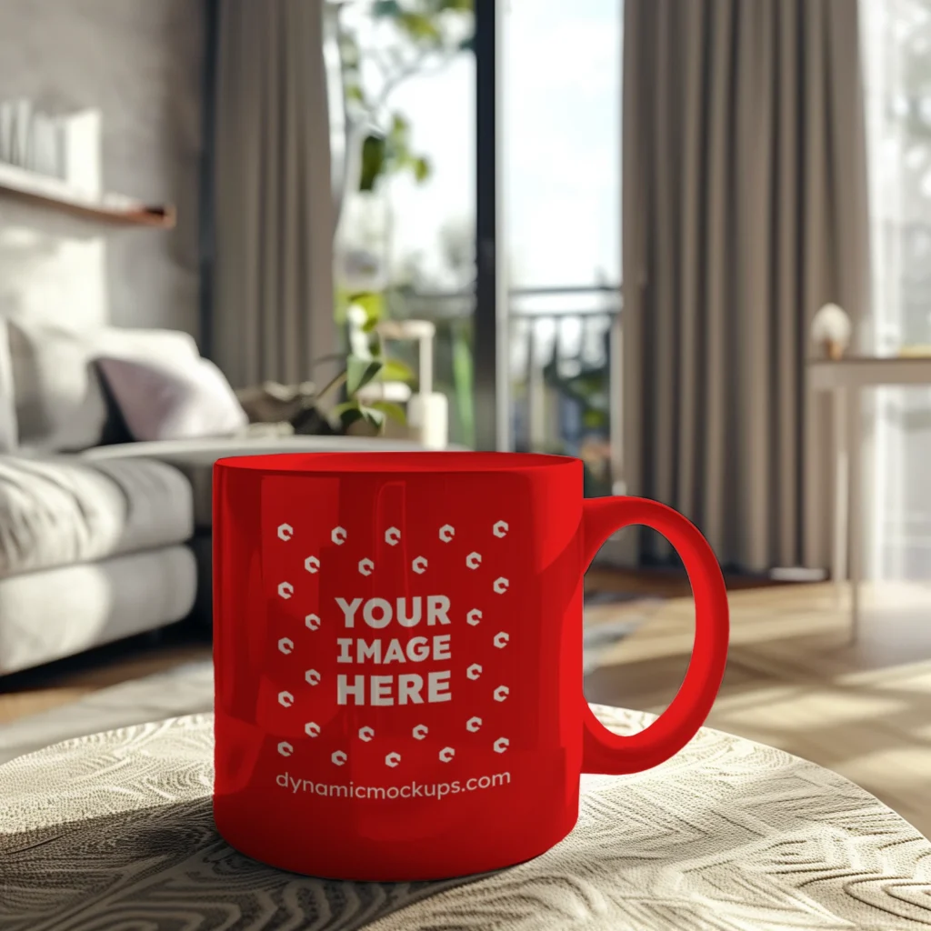 11oz Blank Red Ceramic Coffee Mug Mockup Template