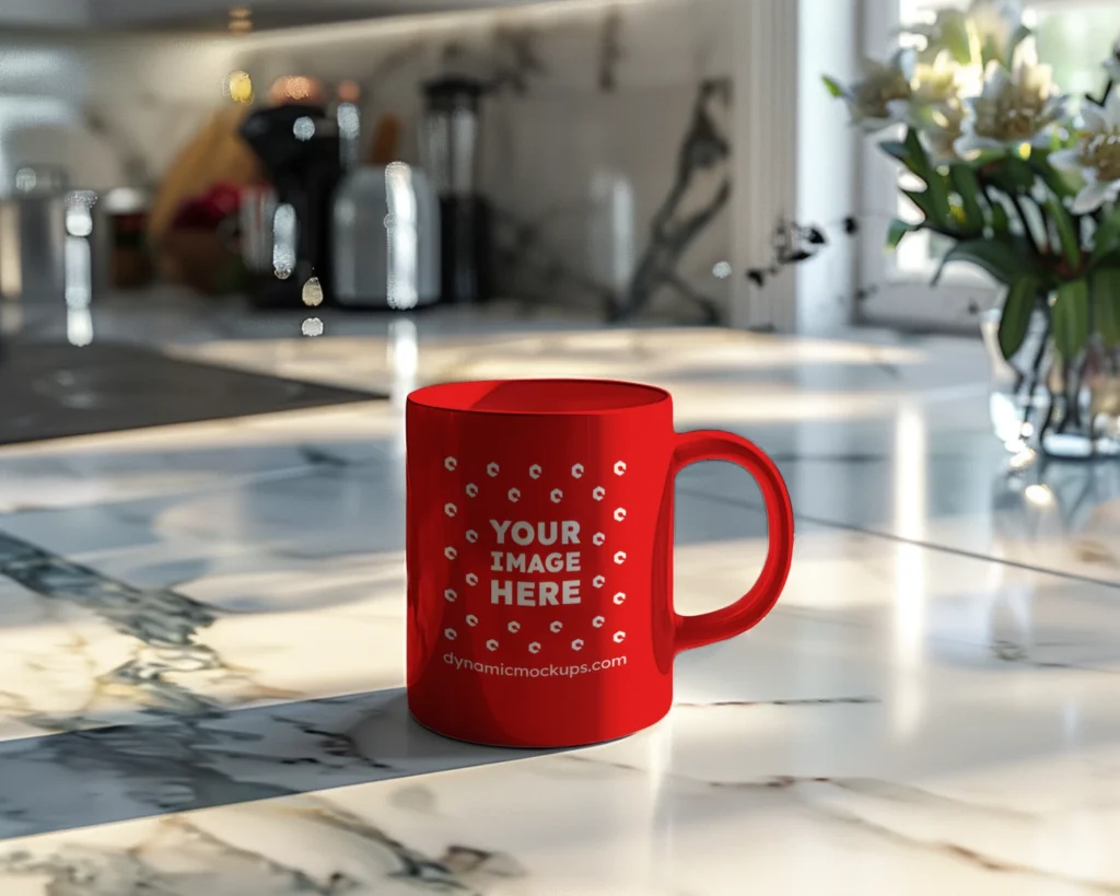 11oz Blank Red Ceramic Coffee Mug Mockup Template