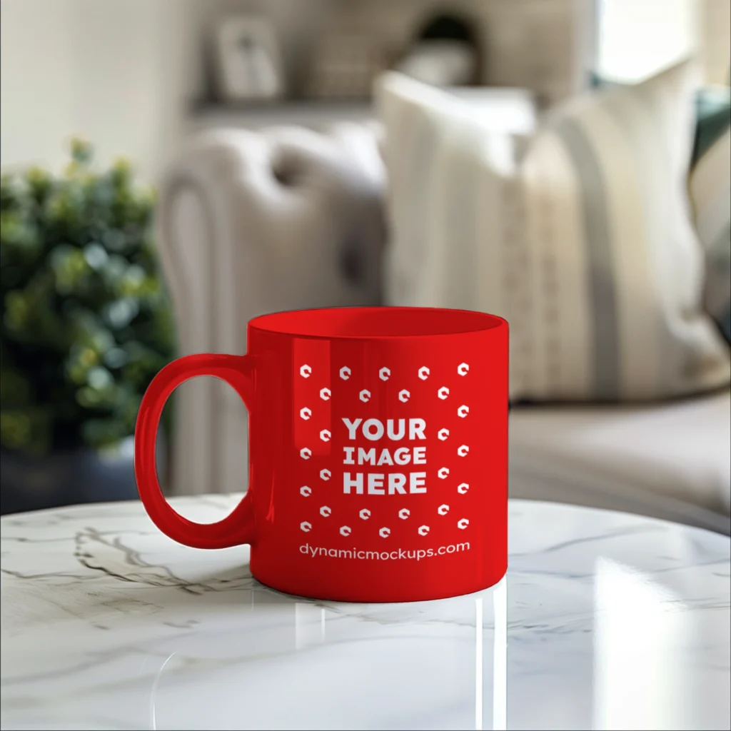 11oz Blank Red Ceramic Coffee Mug Mockup Template