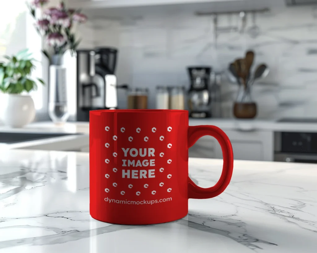 11oz Blank Red Ceramic Coffee Mug Mockup Template