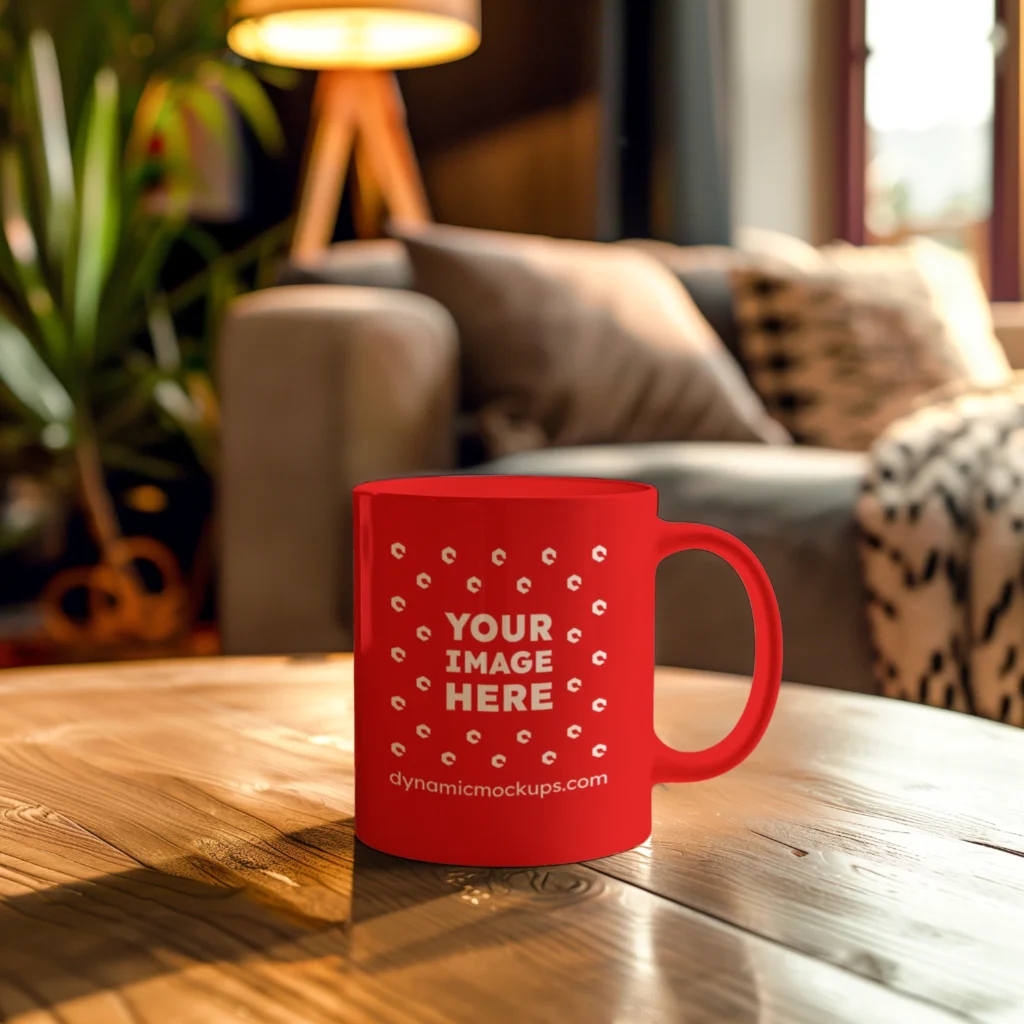 11oz Blank Red Ceramic Coffee Mug Mockup Template