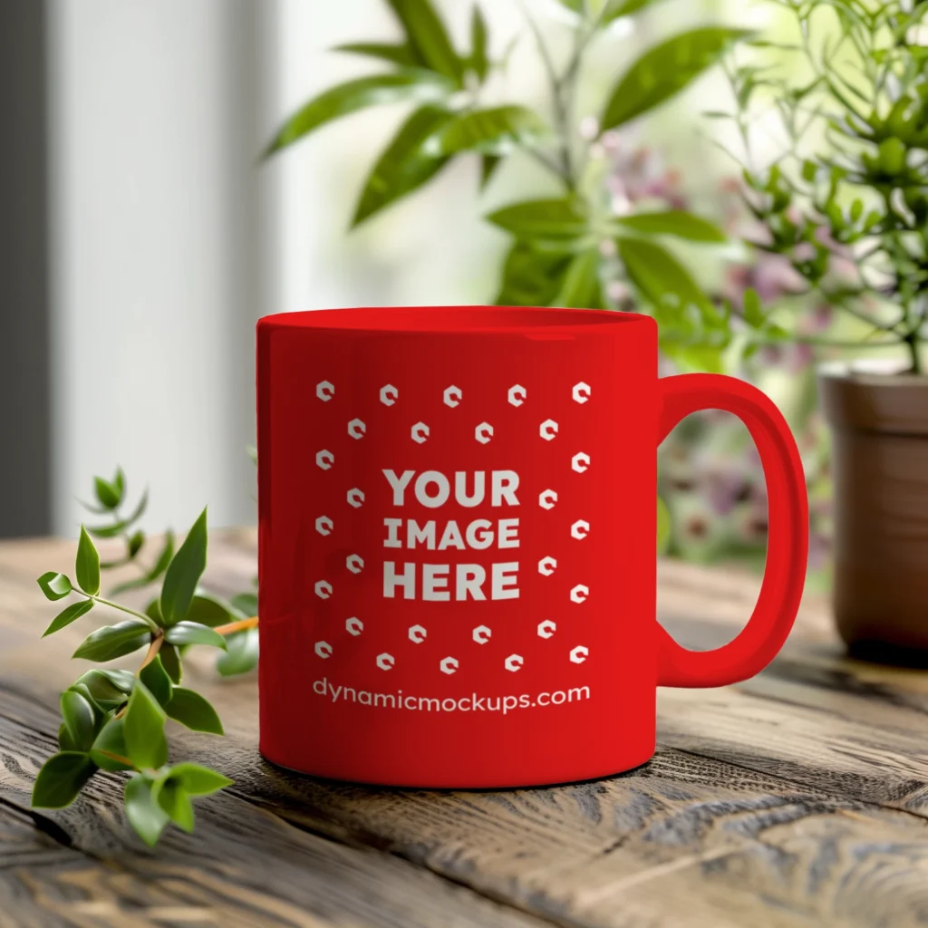 11oz Blank Red Ceramic Coffee Mug Mockup Template