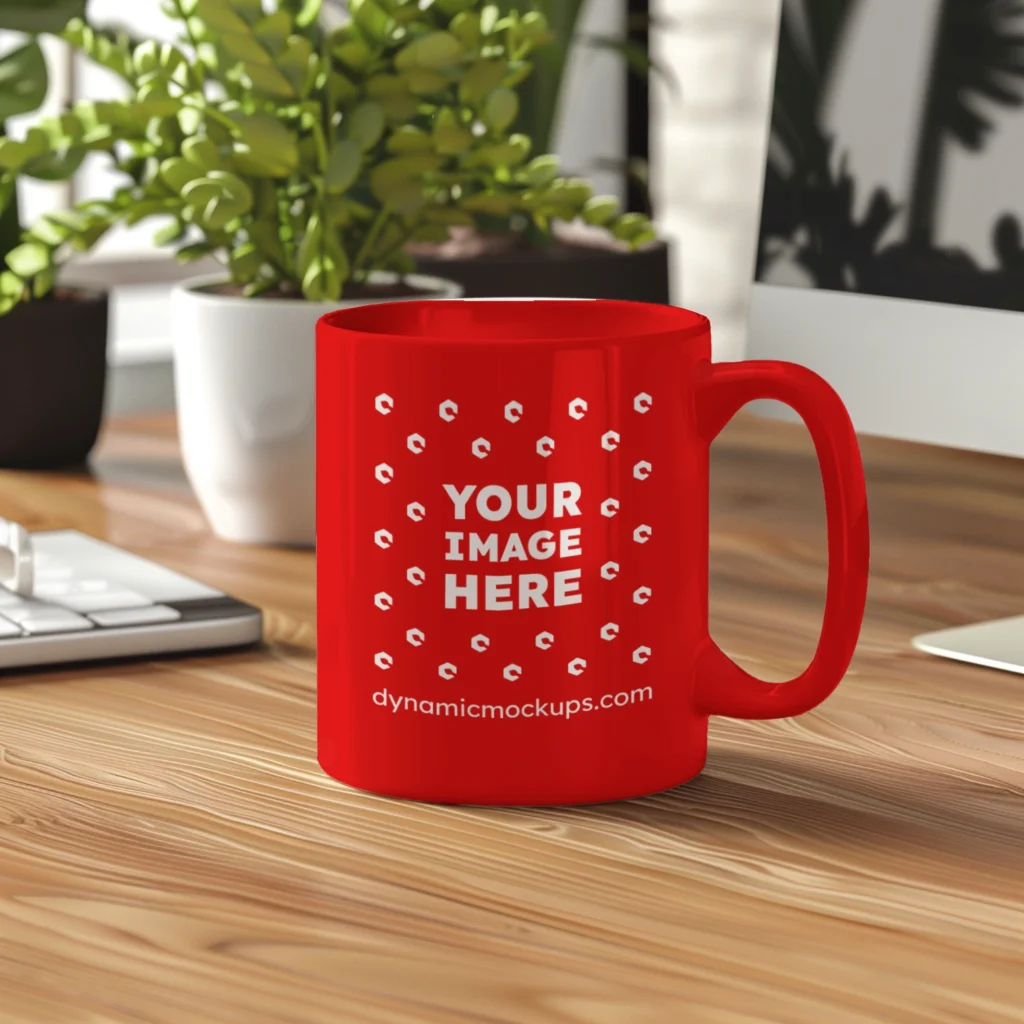 11oz Blank Red Ceramic Coffee Mug Mockup Template
