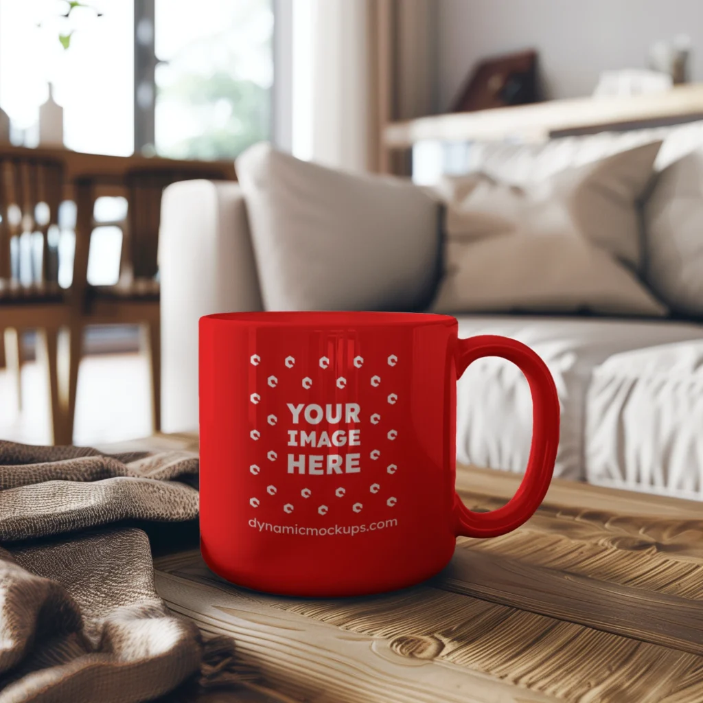 11oz Blank Red Ceramic Coffee Mug Mockup Template