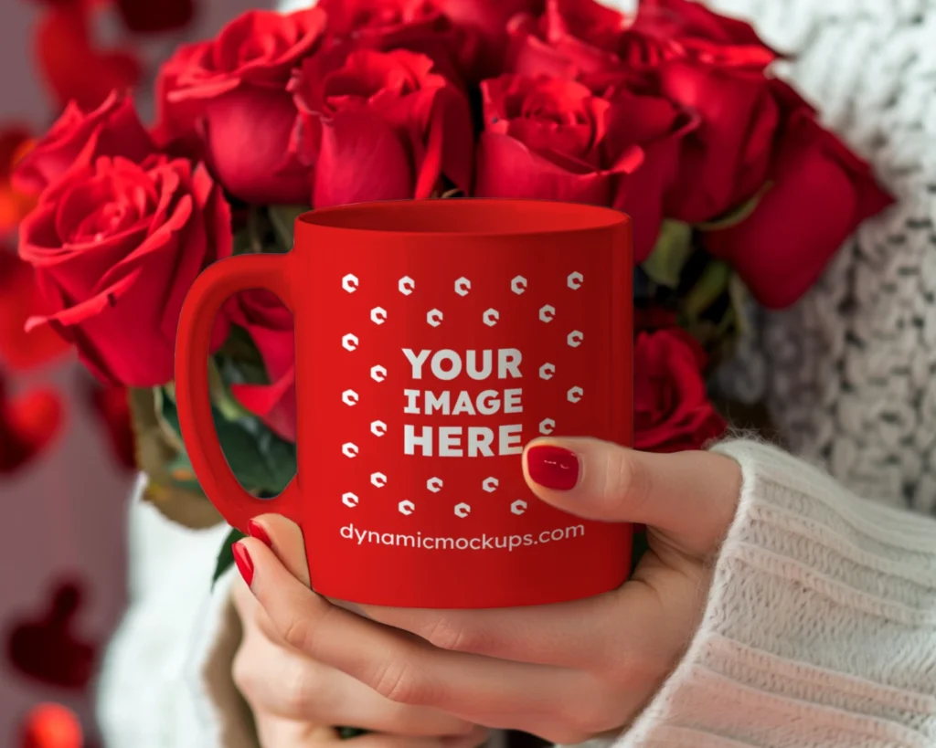 11oz Blank Red Ceramic Coffee Mug Mockup Template