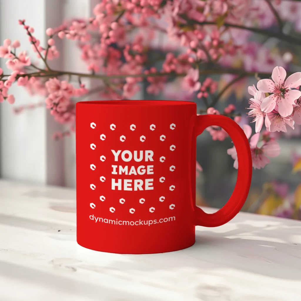 11oz Blank Red Ceramic Coffee Mug Mockup Template