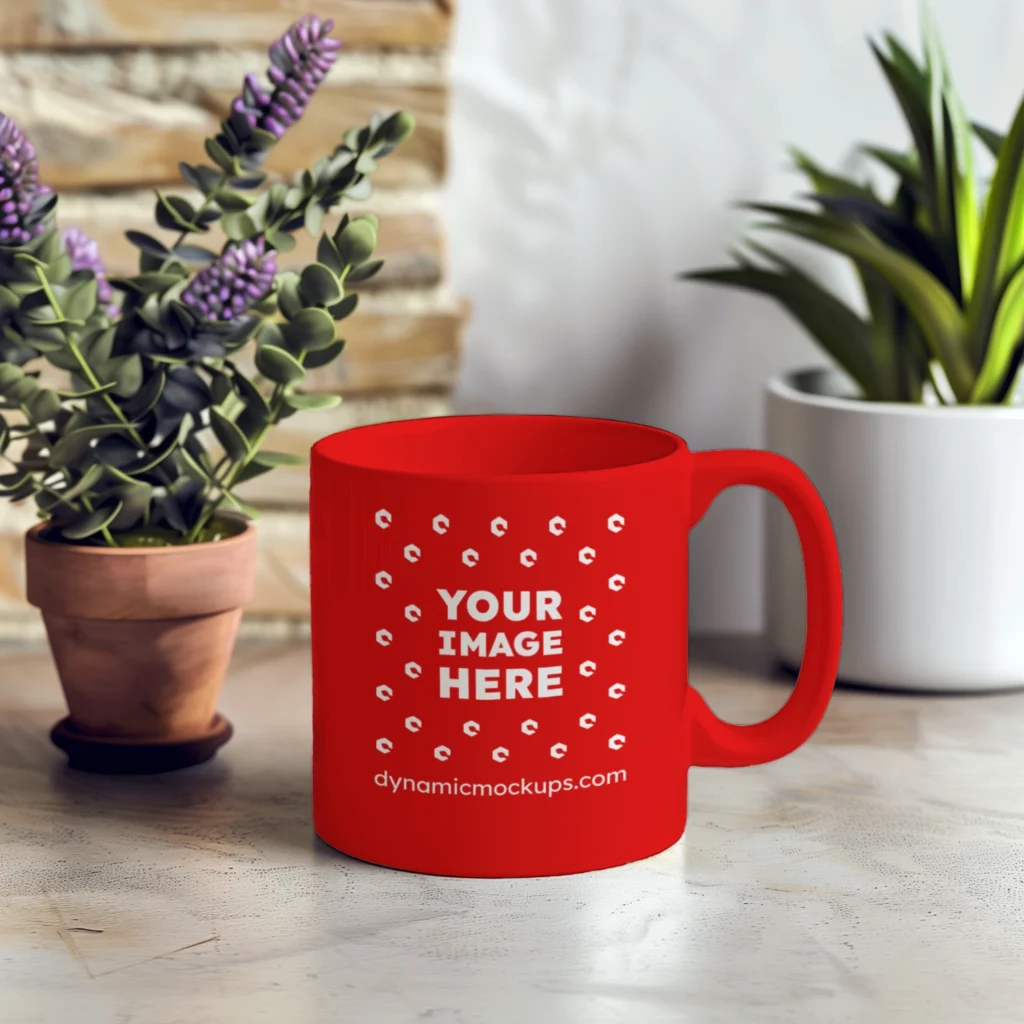 11oz Blank Red Ceramic Coffee Mug Mockup Template