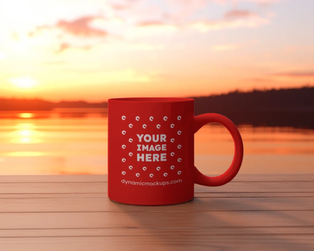 11oz Blank Red Ceramic Coffee Mug Mockup Template