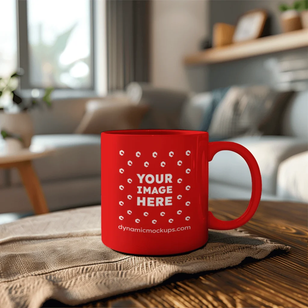 11oz Blank Red Ceramic Coffee Mug Mockup Template