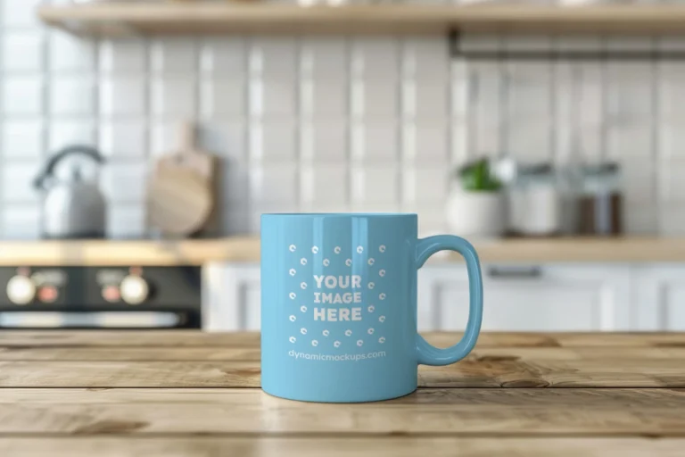 11oz Blank Sky Blue Ceramic Coffee Mug Mockup Template