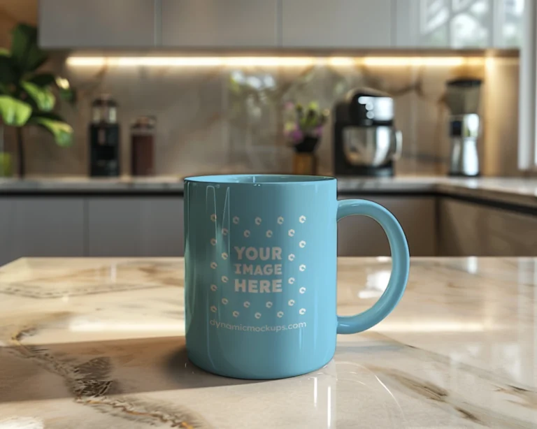 11oz Blank Sky Blue Ceramic Coffee Mug Mockup Template