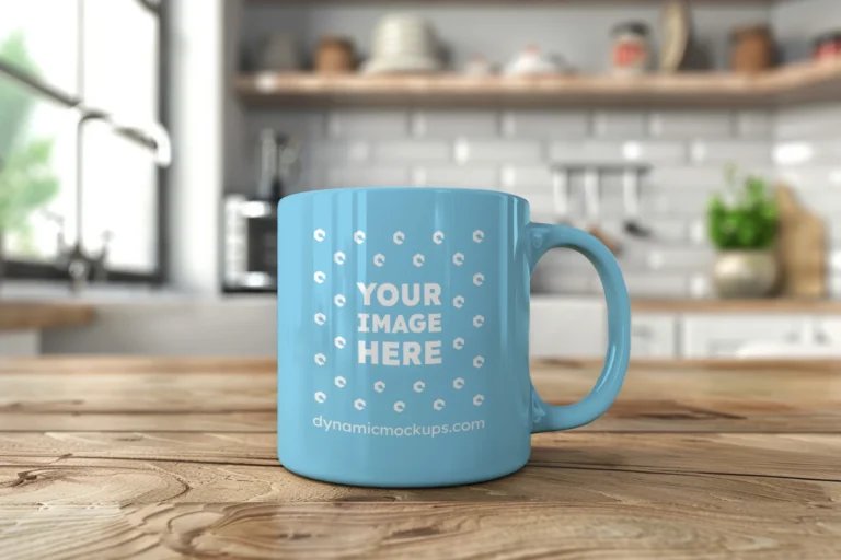 11oz Blank Sky Blue Ceramic Coffee Mug Mockup Template
