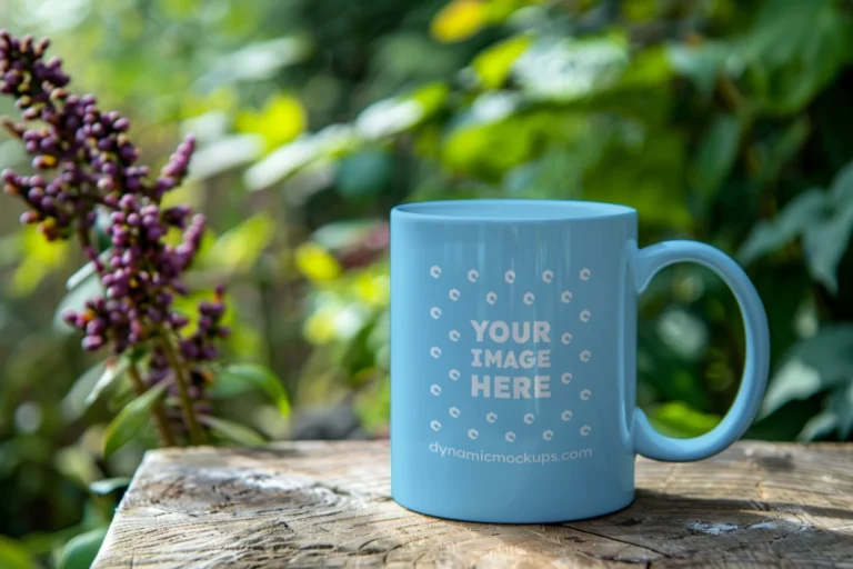 11oz Blank Sky Blue Ceramic Coffee Mug Mockup Template