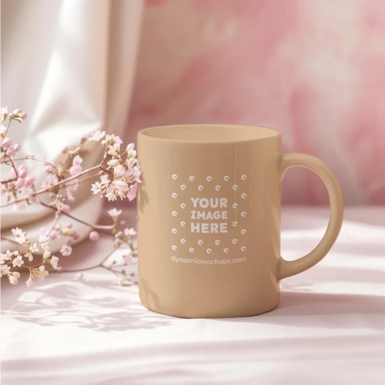 11oz Blank Tan Ceramic Coffee Mug Mockup Template