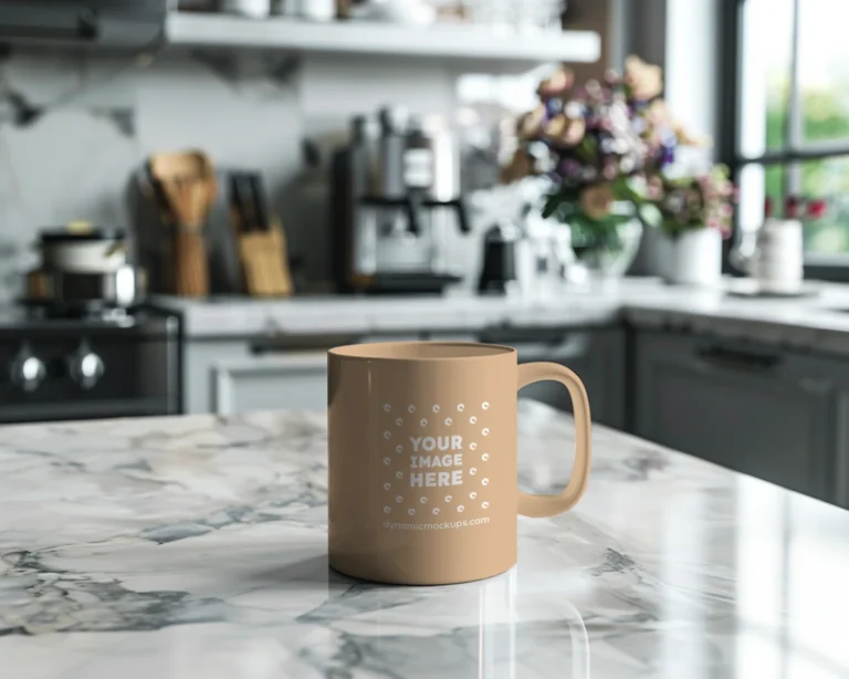 11oz Blank Tan Ceramic Coffee Mug Mockup Template