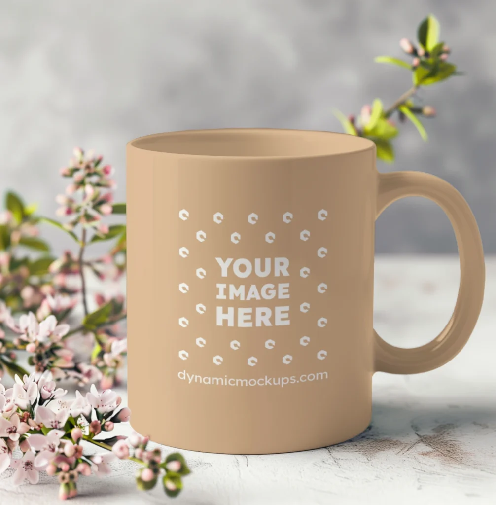 11oz Blank Tan Ceramic Coffee Mug Mockup Template