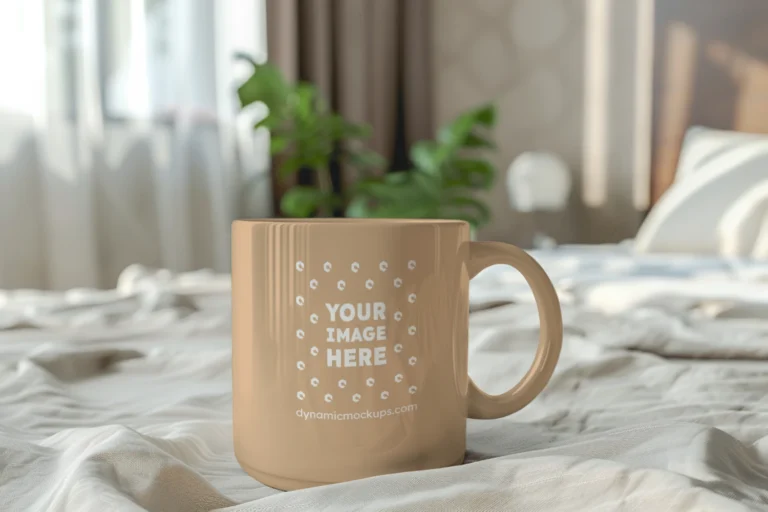 11oz Blank Tan Ceramic Coffee Mug Mockup Template