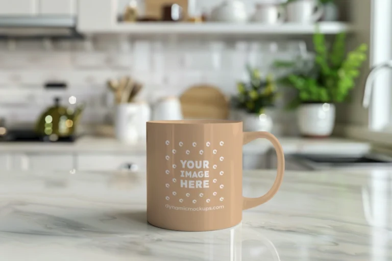 11oz Blank Tan Ceramic Coffee Mug Mockup Template