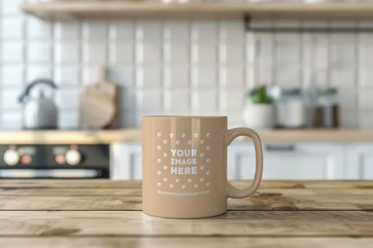 11oz Blank Tan Ceramic Coffee Mug Mockup Template