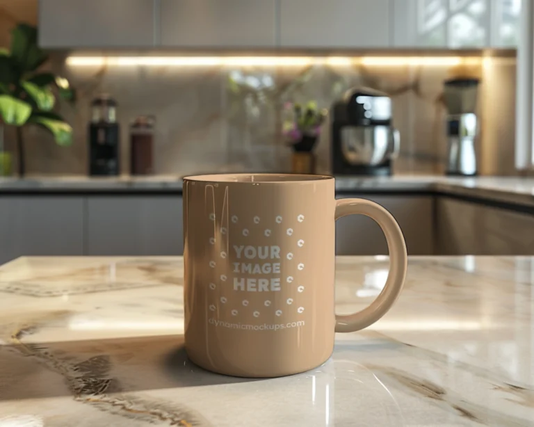 11oz Blank Tan Ceramic Coffee Mug Mockup Template
