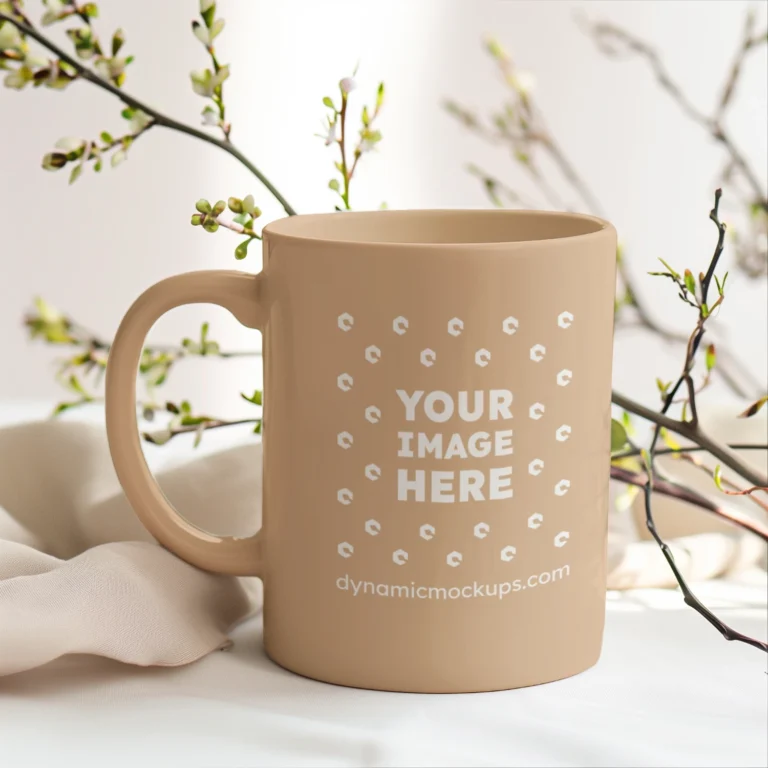 11oz Blank Tan Ceramic Coffee Mug Mockup Template