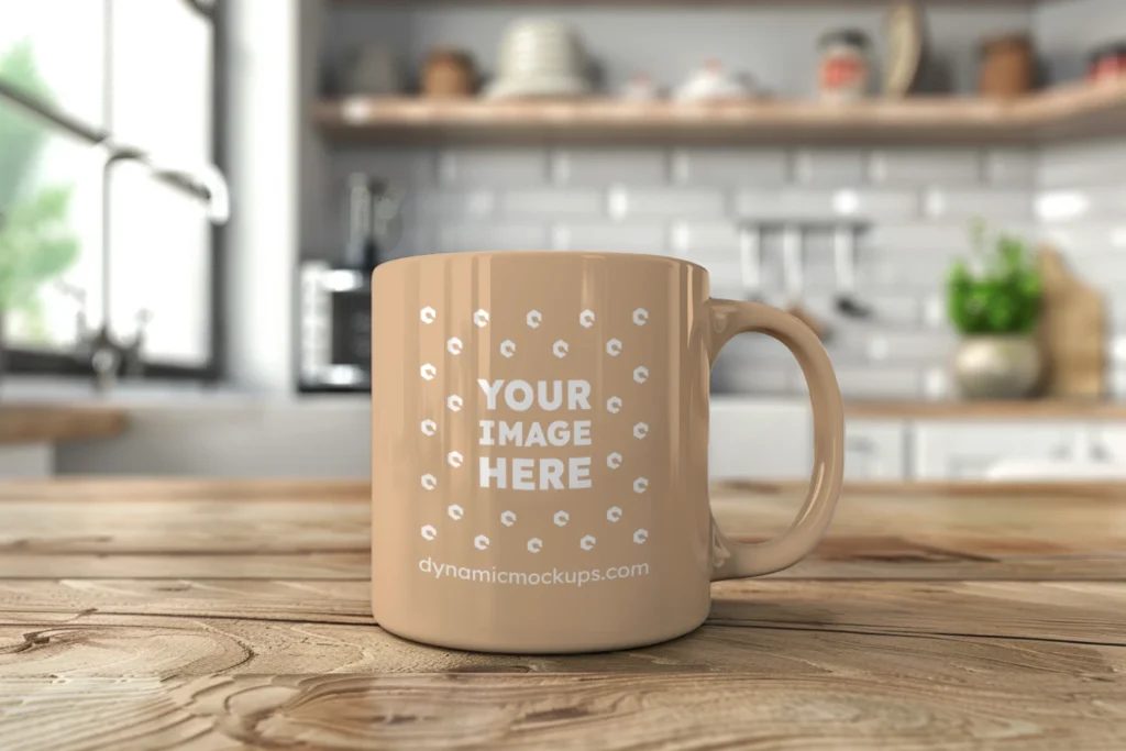 11oz Blank Tan Ceramic Coffee Mug Mockup Template