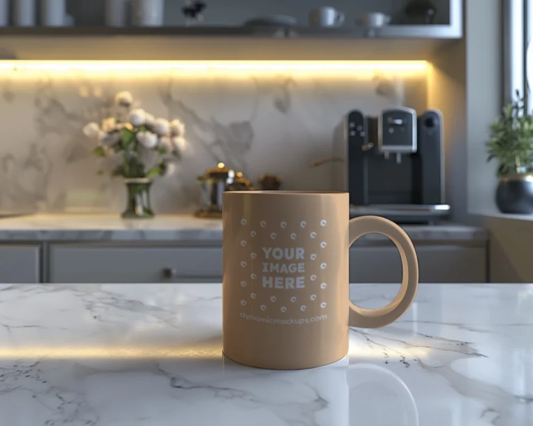 11oz Blank Tan Ceramic Coffee Mug Mockup Template