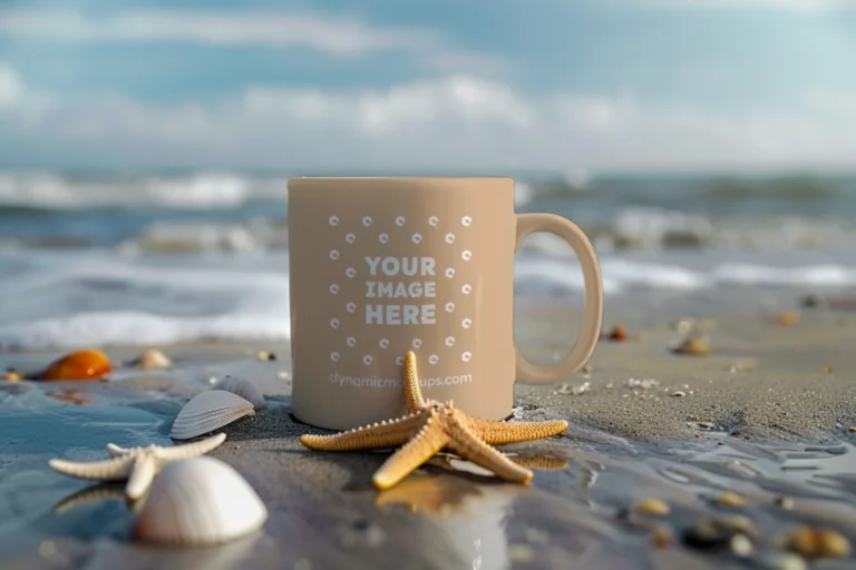 11oz Blank Tan Ceramic Coffee Mug Mockup Template