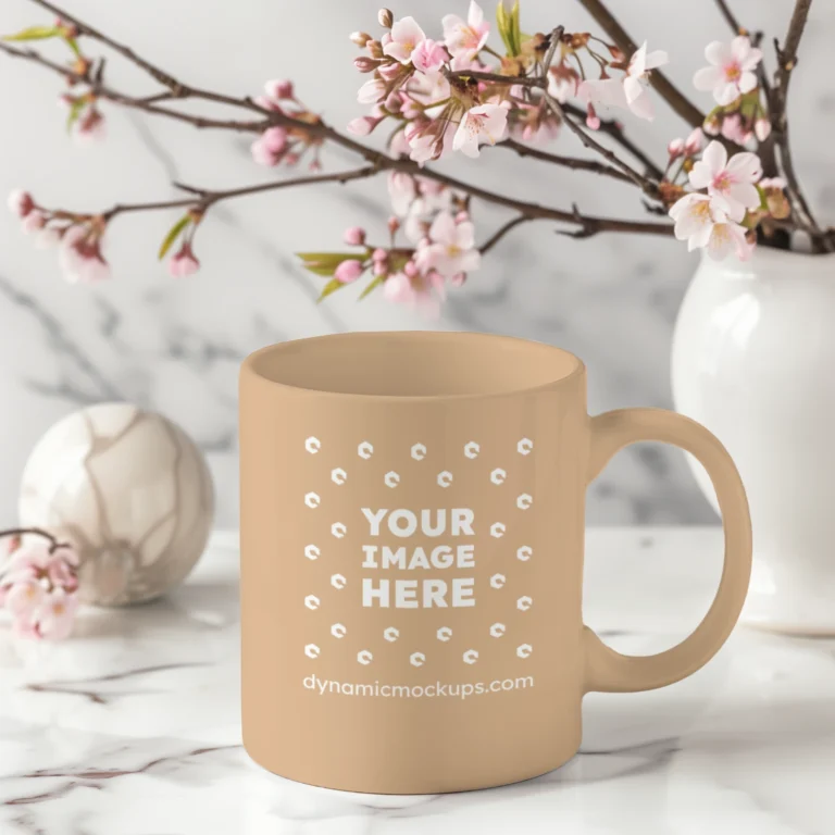 11oz Blank Tan Ceramic Coffee Mug Mockup Template