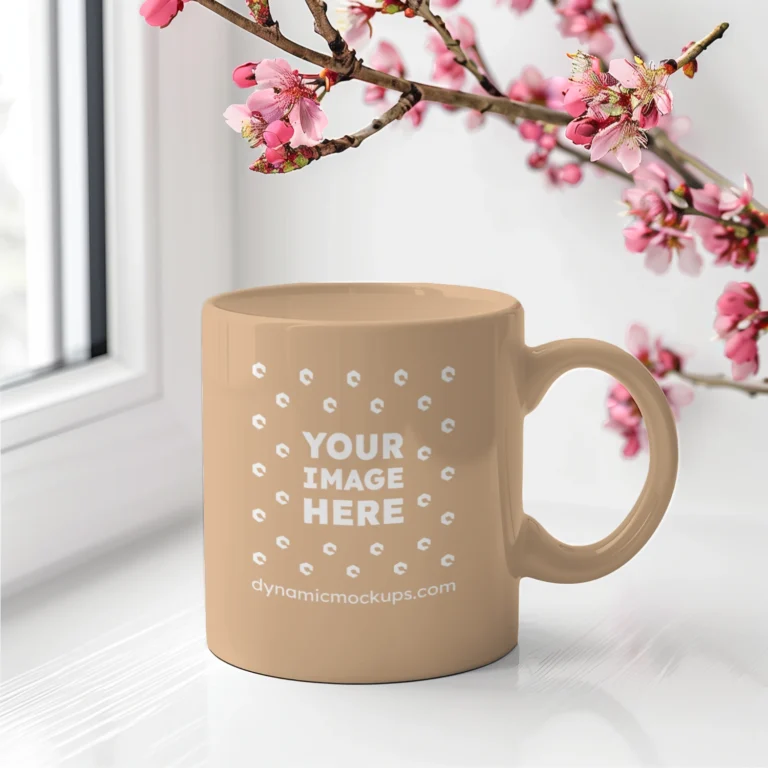 11oz Blank Tan Ceramic Coffee Mug Mockup Template