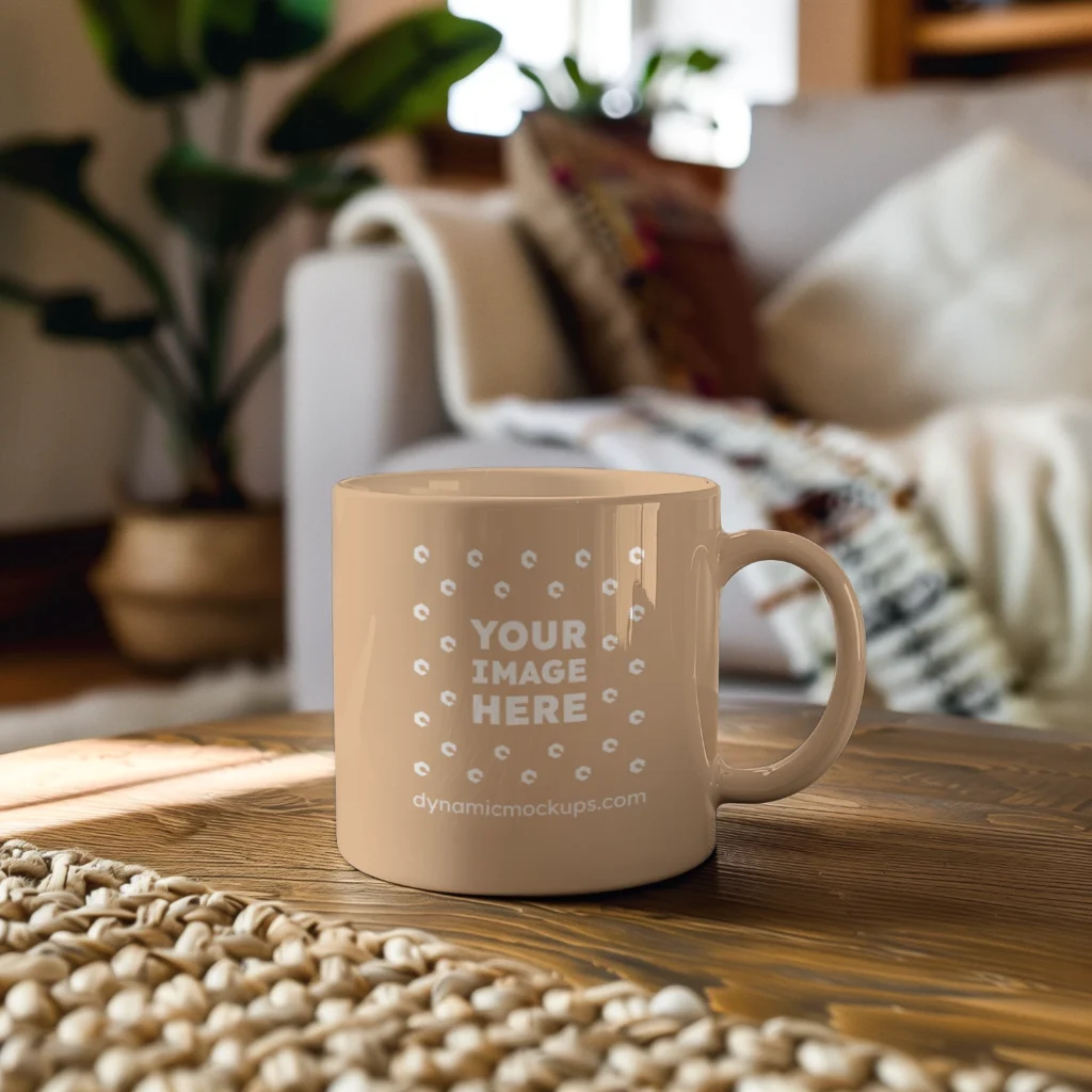 11oz Blank Tan Ceramic Coffee Mug Mockup Template