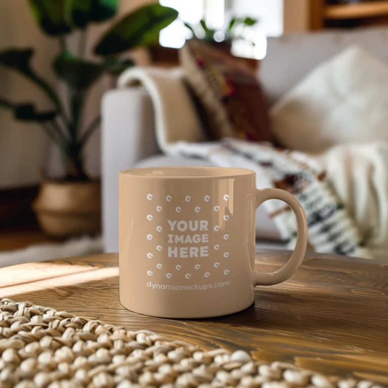 11oz Blank Tan Ceramic Coffee Mug Mockup Template