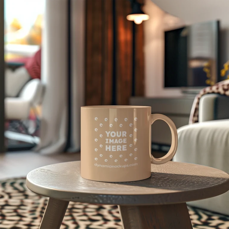 11oz Blank Tan Ceramic Coffee Mug Mockup Template
