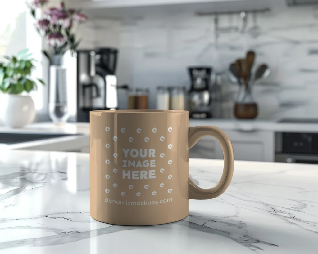 11oz Blank Tan Ceramic Coffee Mug Mockup Template