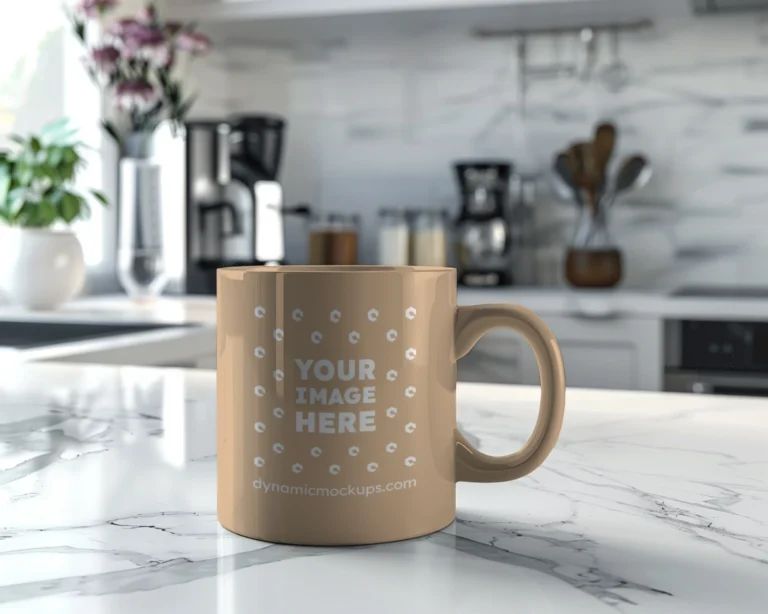 11oz Blank Tan Ceramic Coffee Mug Mockup Template
